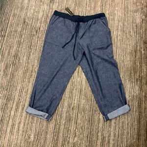 Talbots Navy and Light Blue Chambray Waistband Pants